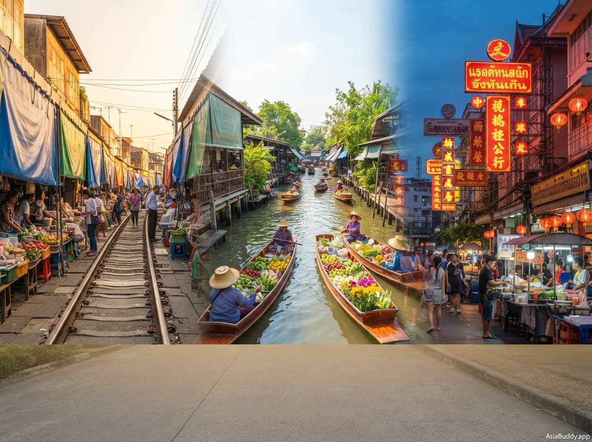 Bangkok Railway Market, Floating Market & Chinatown 1-Day Highlights Tour